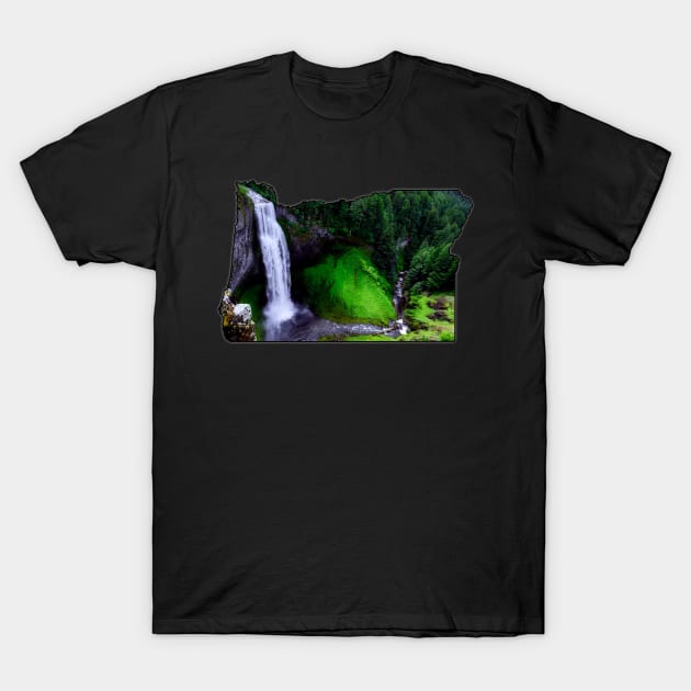 Oregon State Outline (Salt Creek Falls) T-Shirt by gorff